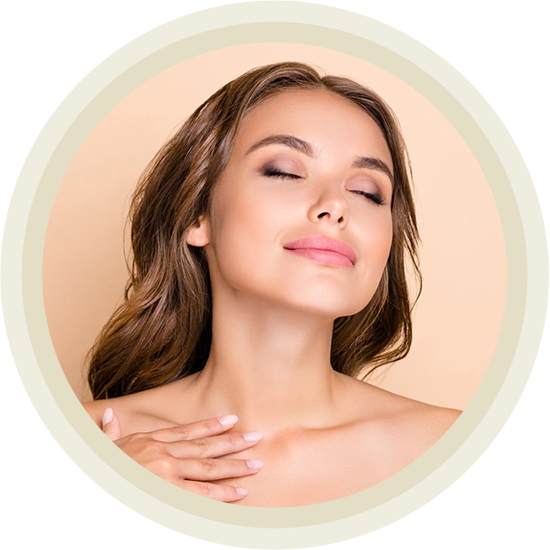 Woman touching her neck