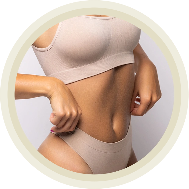 Beautiful slim body of woman in lingerie on white background