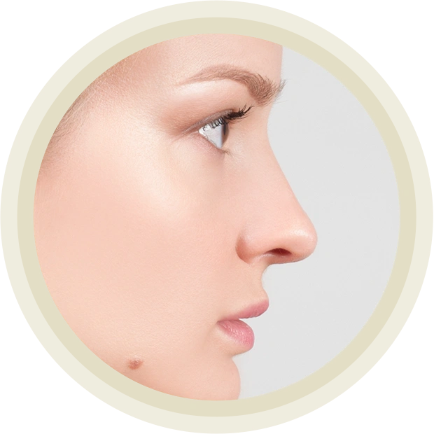 Side profile of a young woman with clean healthy skin